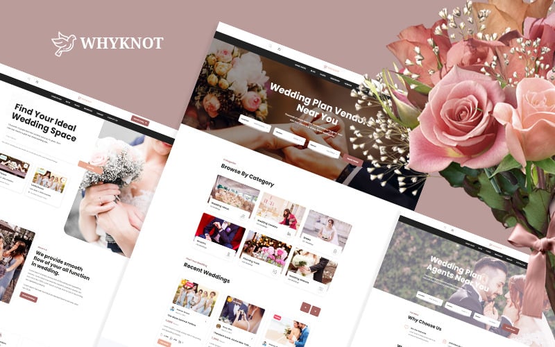 Whyknot婚礼清单和供应商html5网站模板
