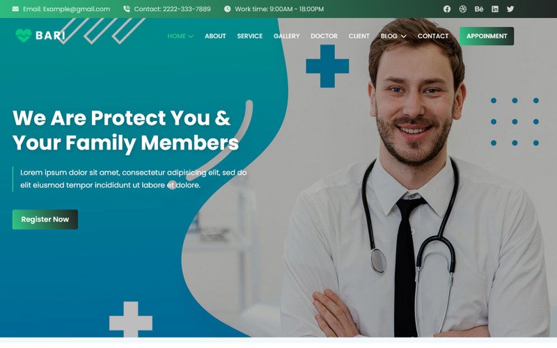 Bari - Sjabloon HTML5-bestemmingspagina voor medische dienst