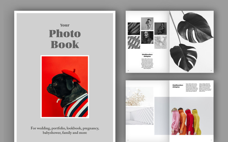 Diseño de libro de álbum de fotos (A4 + EE. UU.) (50 páginas) Plantillas de revista