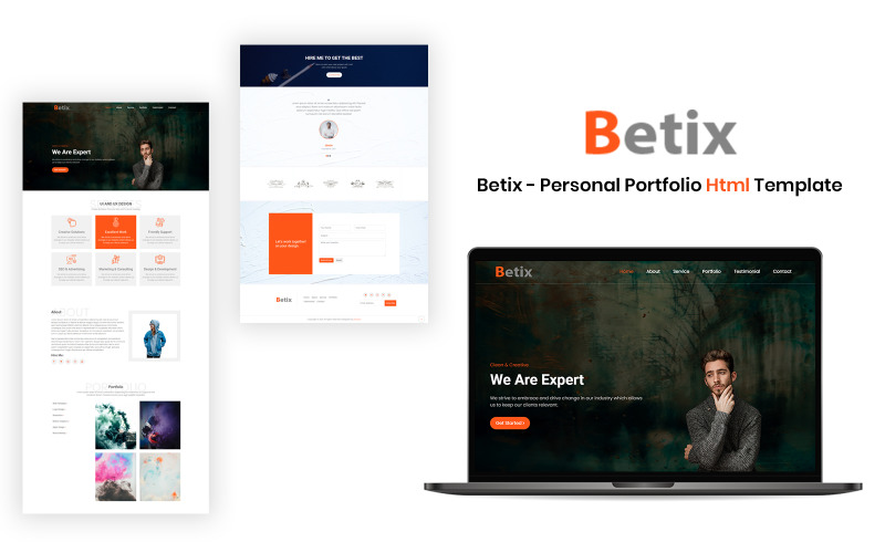 Betix - Rugalmas személyes portfólió HTML céloldal sablon