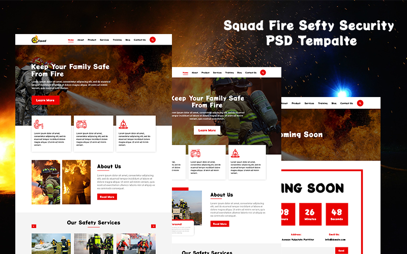 小队-消防安全保安PSD模板