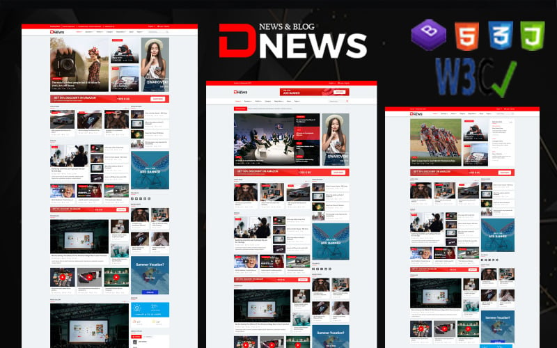 Modelo HTML de notícias e blog do D-News 引导 5
