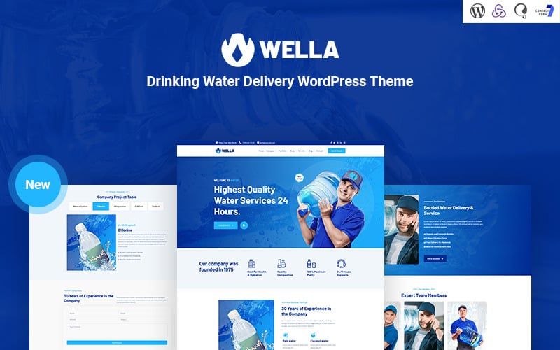 Wella - Thème WordPress pour la livraison d'eau potable