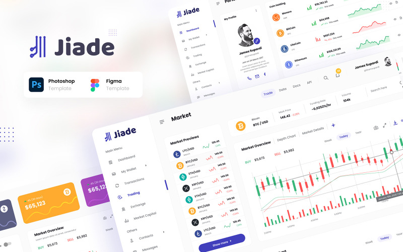 Jiade - Modèle d'interface utilisateur de trading crypto moderne