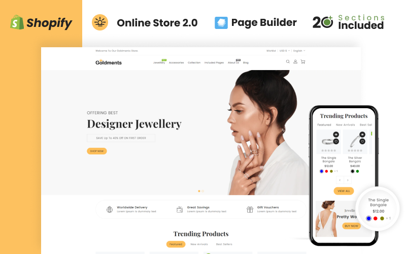 Thème Shopify pour boutique de bijoux Goldments OS 2.0