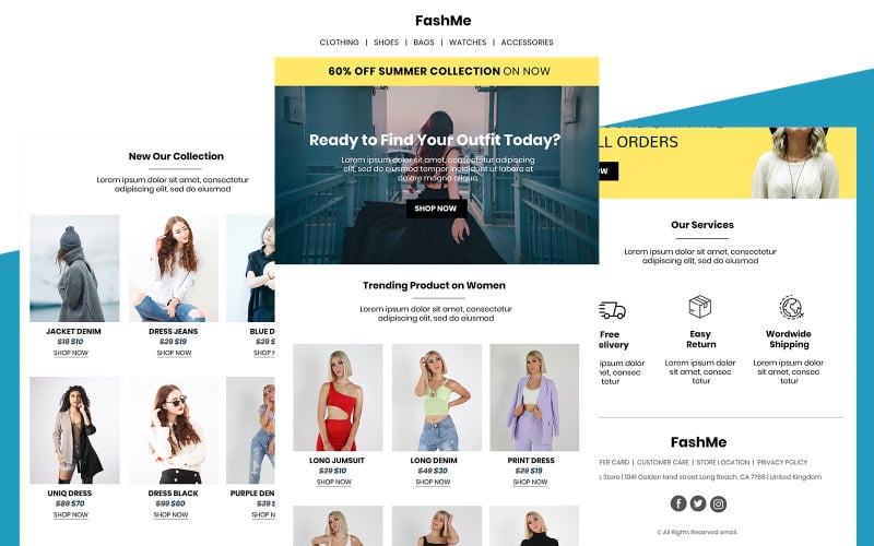 FashMe - Multifunctionele e-mailsjabloon voor mode Responsieve nieuwsbriefsjabloon