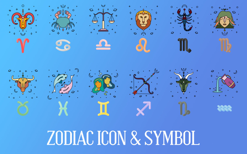 Zodiac Signs Iconset Template