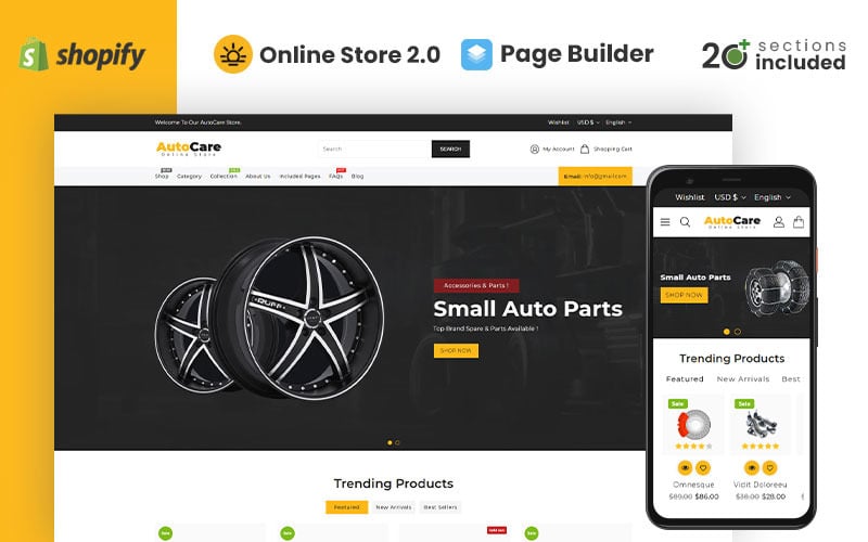 Autocare Parts and Accessories Store Shopify Teması