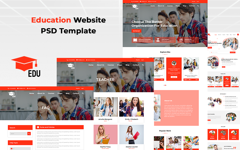 Edu - Bildungswebsite PSD-Vorlage