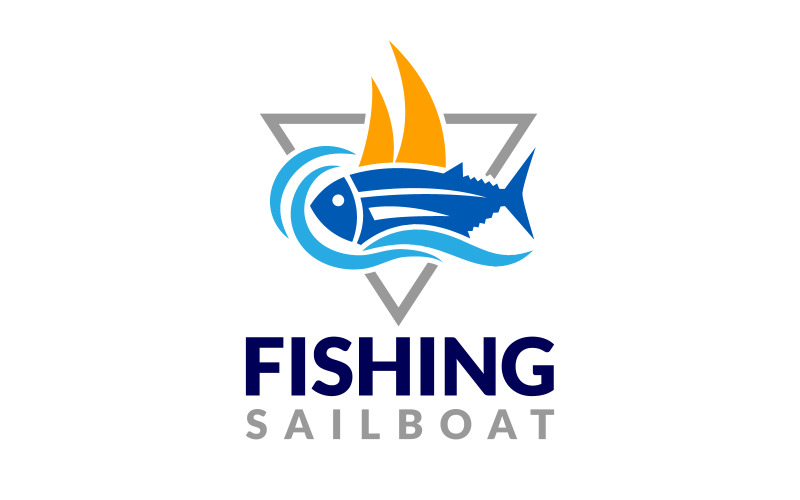 Segling Segelbåt Fiske Logo Design