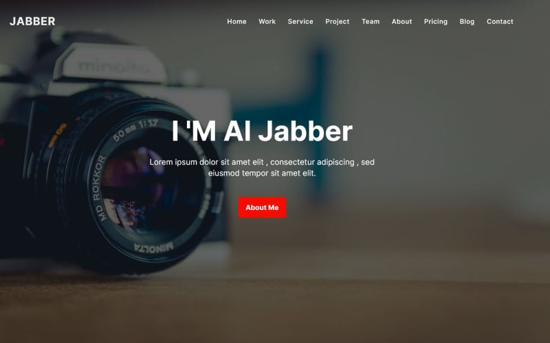 Al Jabber -现代投资组合摄影师登陆页面模板