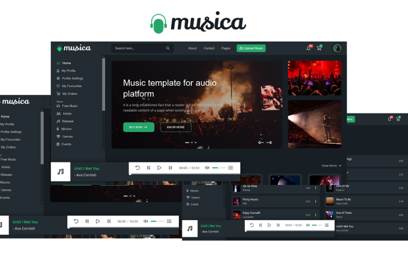 音乐-音乐流媒体 & 录制HTML5网站模板