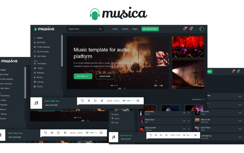 Musica - Musikstreaming och inspelning av HTML5-webbplatsmall