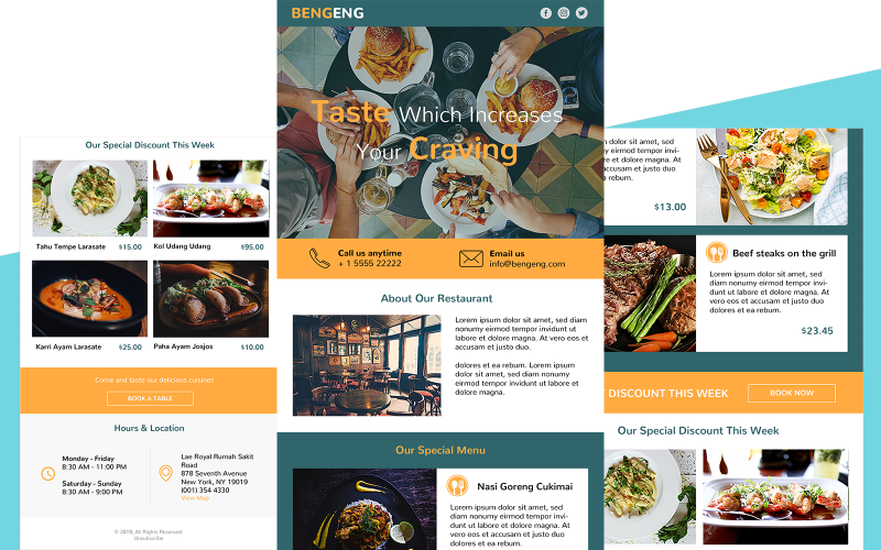 Bengeng - Többcélú éttermi válaszadó e-mail hírlevél sablon