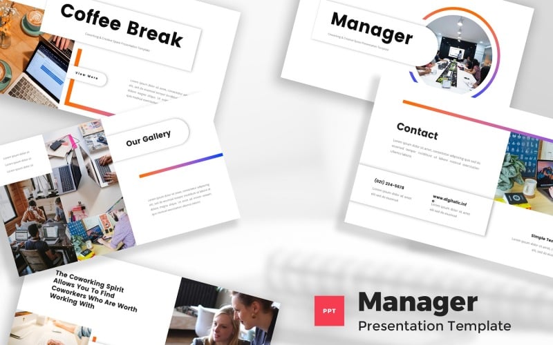 Manager - Co-working & Creative Space PowerPoint-sjabloon