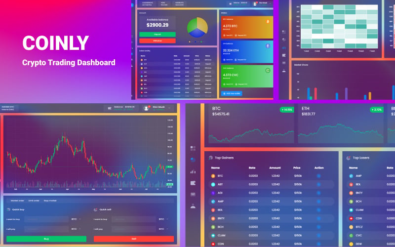 Coinly - HTML模型加密货币交易仪表板