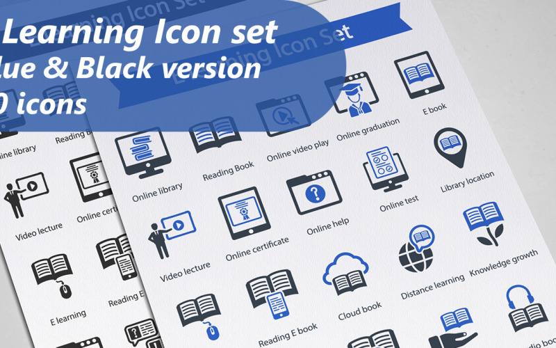 E Learning Iconset modello
