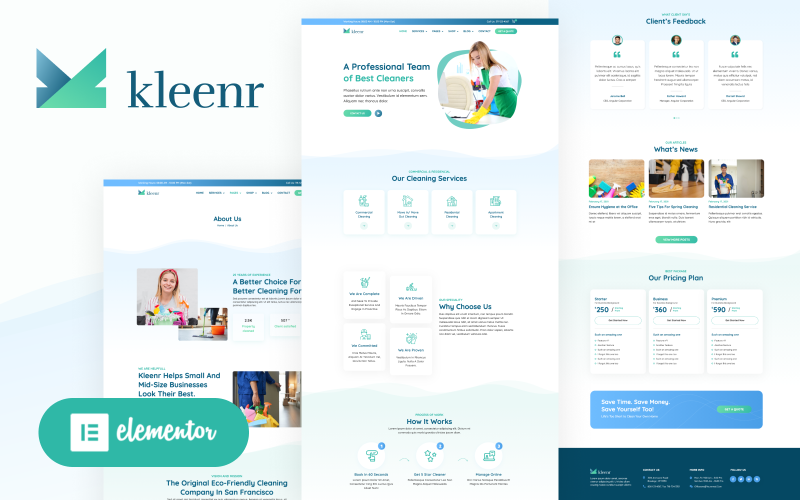 Kleenr -清洁服务公司Elementor WordPress Woocommerce主题