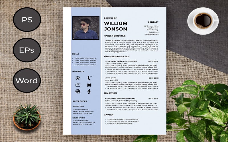 Modèle de CV créatif de Willium Jonson