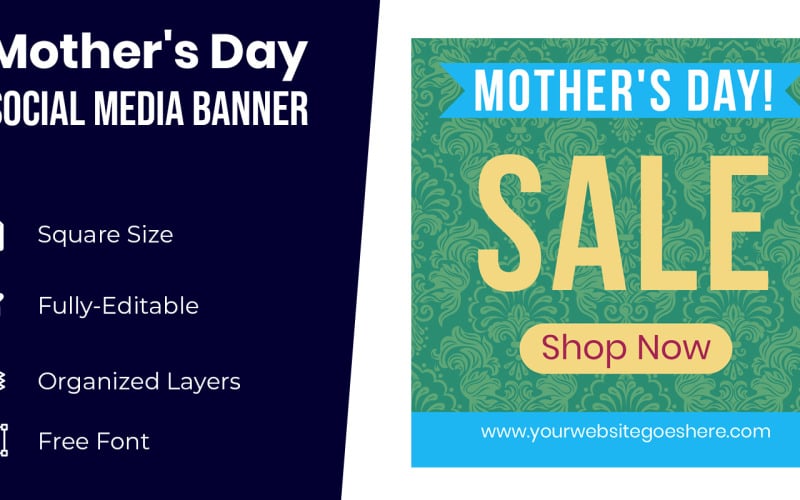 Mothers Day Banner Abstract Design Green Color