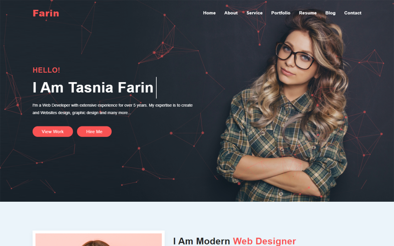 Шаблон цільової сторінки Farin Personal Portfolio HTML5