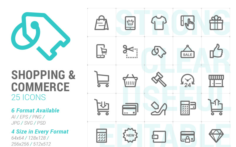 Shopping & Commerce Mini Iconset-sjabloon