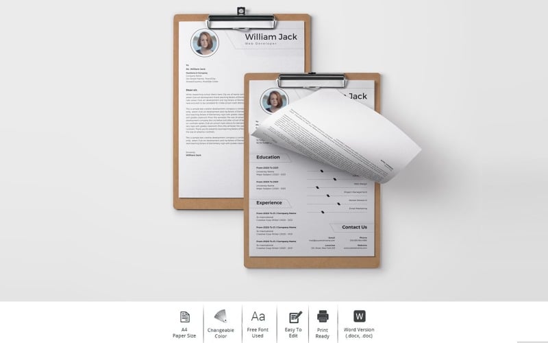 William Jack – Modern CV Design for a Web Developer Printable Resume Templates