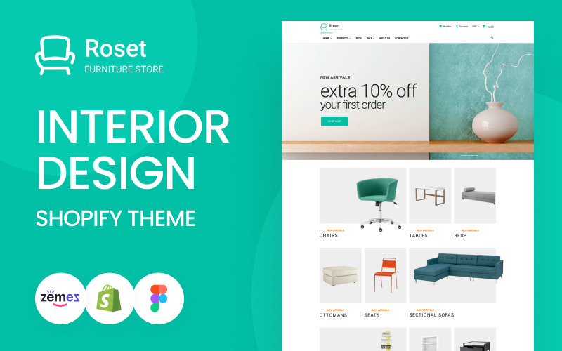 Roset - Tema de Shopify para muebles receptivos y diseño de interiores