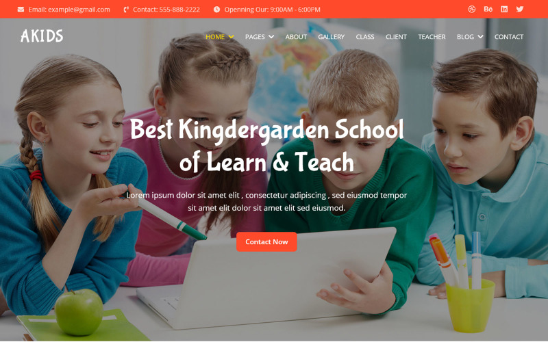 Akids - Kingdergarden Okulu Web Sitesi Şablonu