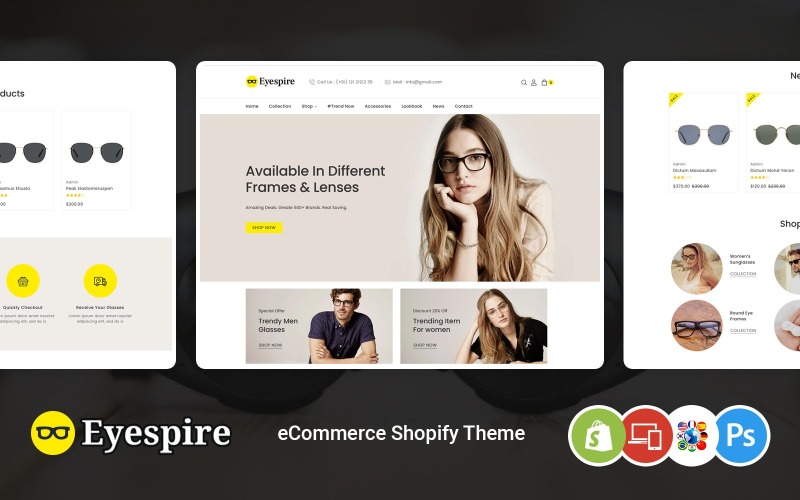 Eyespire - очки, солнцезащитные очки, модная тема Shopify