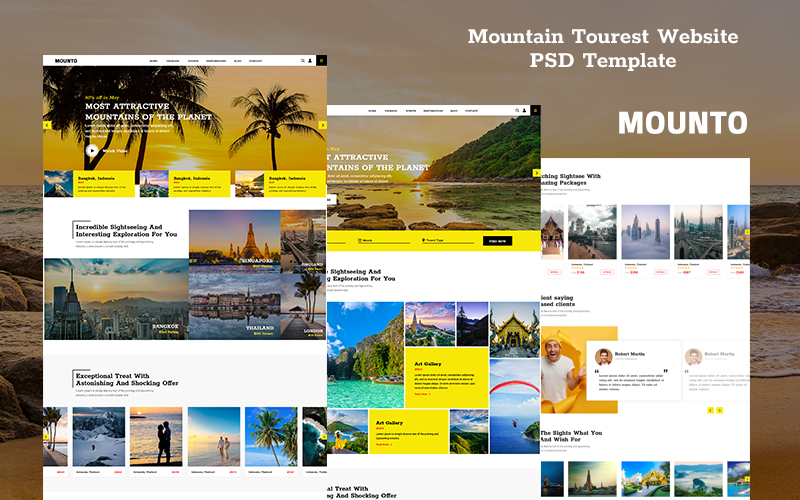 Mounto - гірський туристичний веб-сайт шаблон PSD