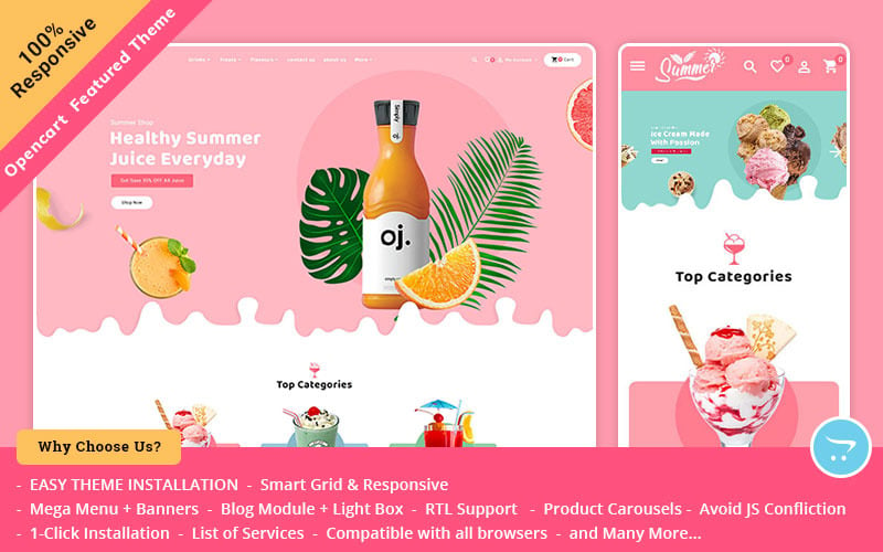 Summer Juices & 震动- OpenCart响应主题