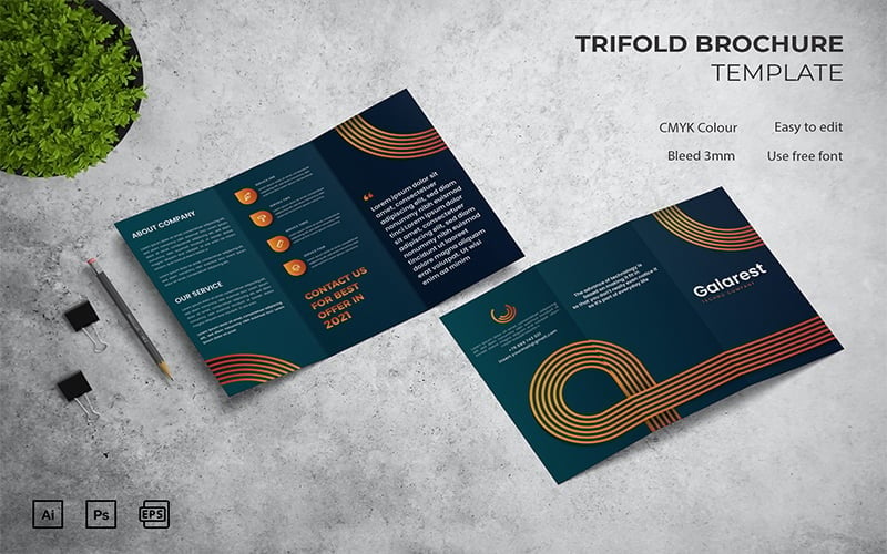 Galarest - Trifold Broschüre Corporate Identity Vorlage