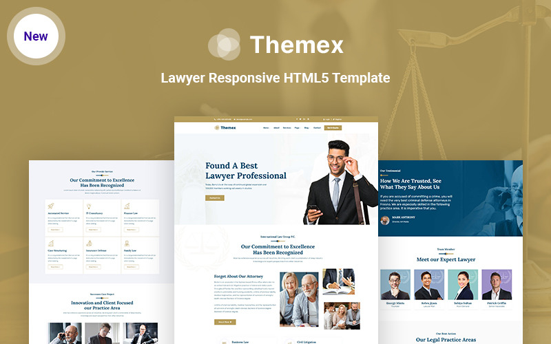 Themex - Juridisk responsiv HTML5-webbplatsmall