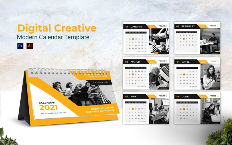 Digitale creatieve bureaukalenderplanner