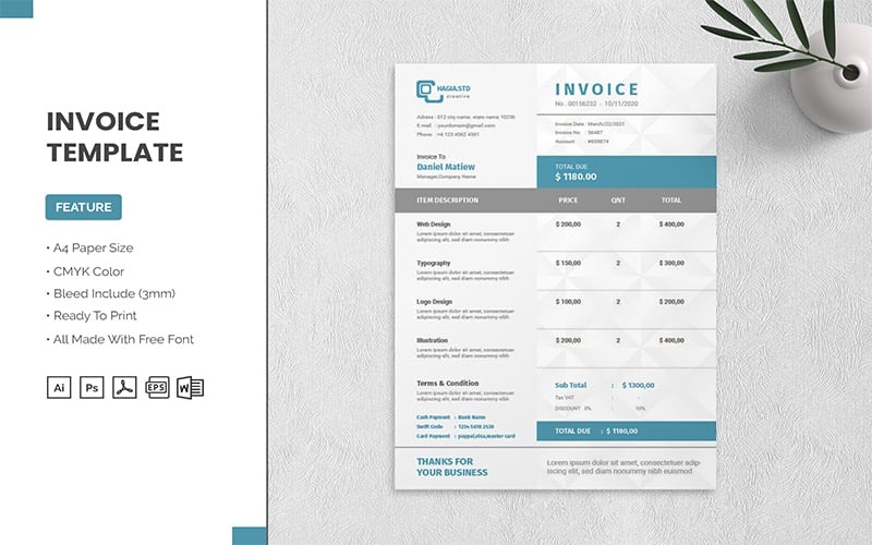 Hagia STD - Plantilla de identidad corporativa de factura