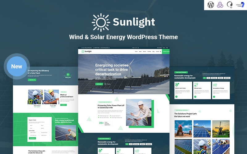 Luz solar - Tema WordPress responsivo à energia eólica e solar