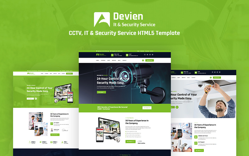 Devien - Адаптивный HTML5 шаблон веб-сайта CCTV, ИТ и службы безопасности