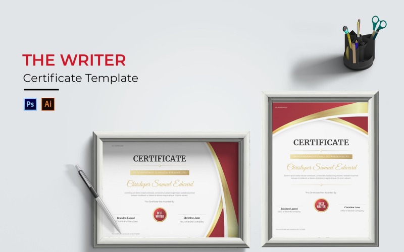 Modello di certificato di scrittore
