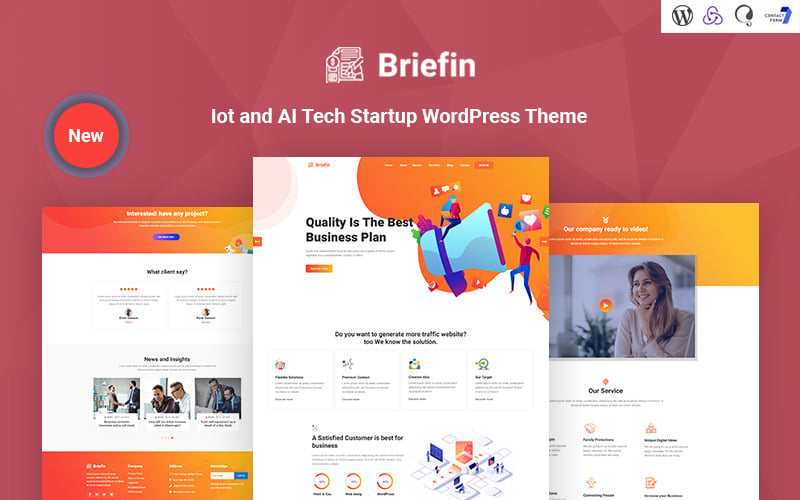 Briefin ist ein auf IoT und AI Tech Startup ansprechendes WordPress-Theme