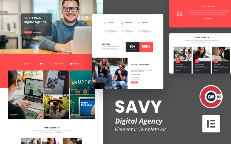 Savy - Elementor Kit voor digitaal bureau