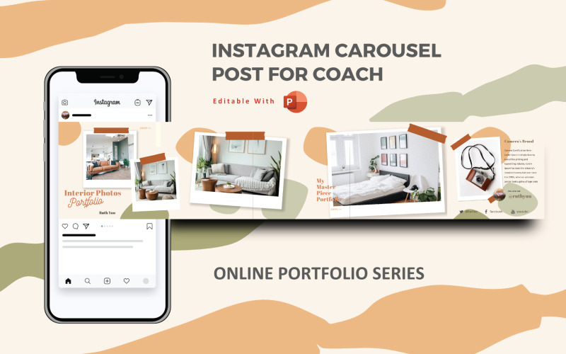 Interieurfotoportfolio - Instagram-carrousel PowerPoint-sjabloon voor sociale media