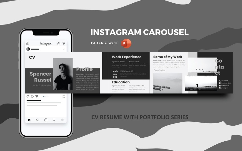 在线简历Instagram Carousel社交媒体模板Powerpoint