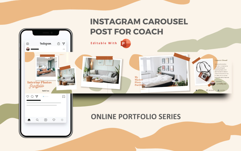 室内照片组合- Instagram Carousel Powerpoint社交媒体模板