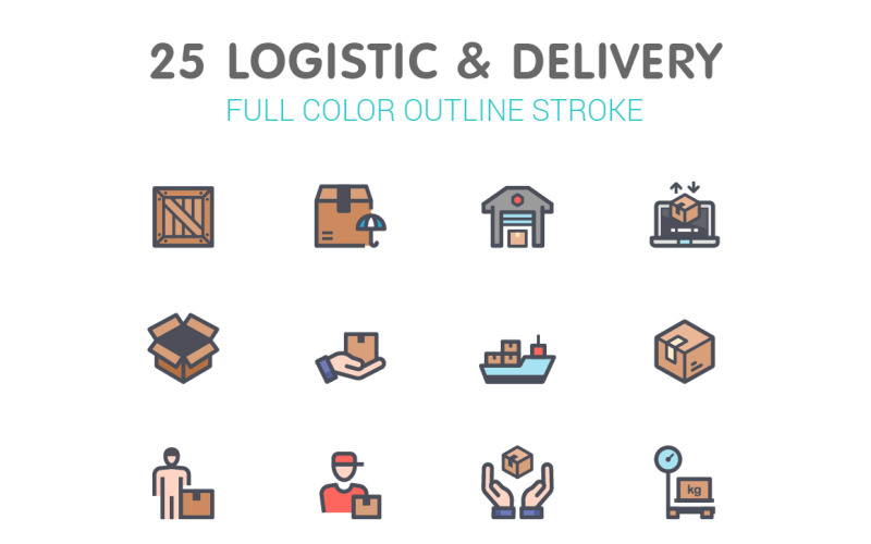 Logistica e linea di consegna con modello Iconset di colore