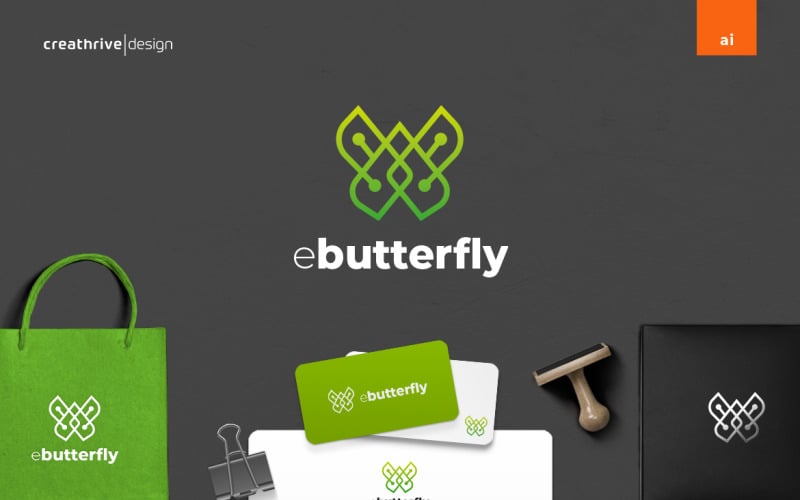 eButterfly Tech Logo模板