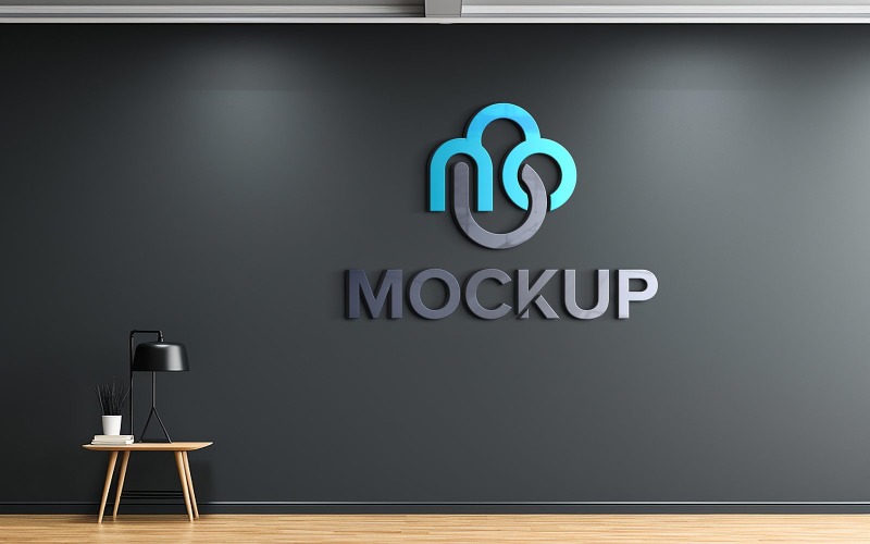 3D-logotyp Mockup Office Wall Product Mockup
