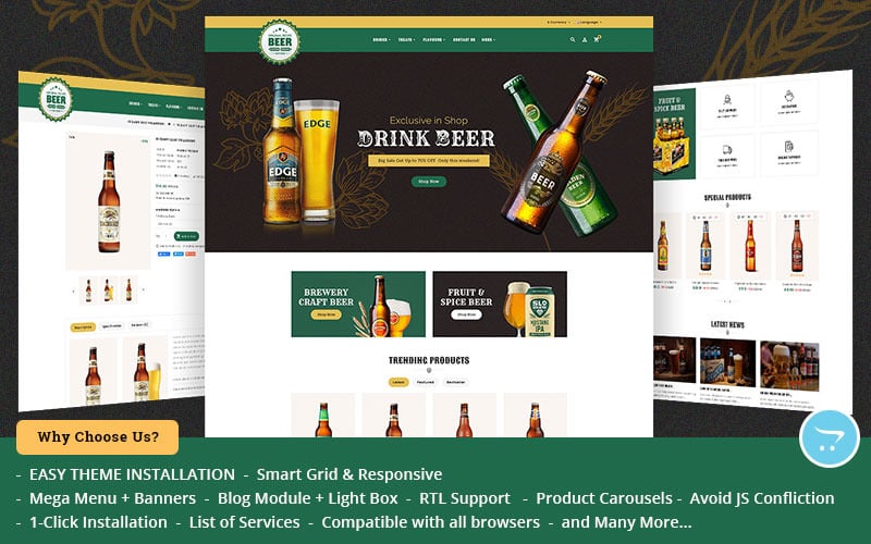Cerveza artesanal - Tema OpenCart para la tienda de cervecería en línea