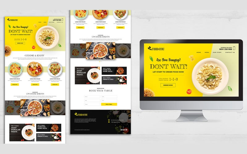 意大利食品餐厅登陆页设计PSD模板