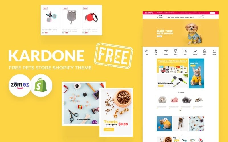 Kardone Gratis Pets Store-thema Shopify-sjabloon